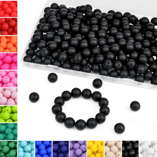 Sahoottie Schwarz Silikonperlen zum Auffädeln 15mm Perlen für Armbänder Selber Machen Schlüsselanhänger Stifte Armband DIY Jewelry Making Kit Bastelperlen Schmuckherstellung 70 Stück Sahoottie Schwarz Silikonperlen zum Auffädeln 15mm Perlen für Armbänder Selber Machen Schlüsselanhänger Stifte Armband DIY Jewelry Making Kit Bastelperlen Schmuckherstellung 70 Stück von Sahoottie