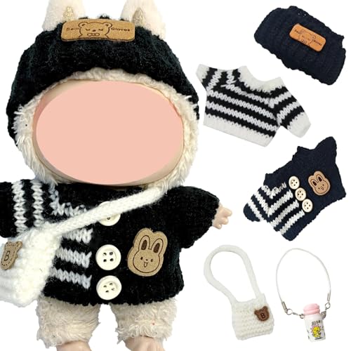 5 Stück Kleidung für Puppe, Bekleidung für 17cm Puppe Plüsch mit Mütze Pullover Rucksack für Jungen Mädchen Geschenke (Ohne Puppe) von Saier tbo