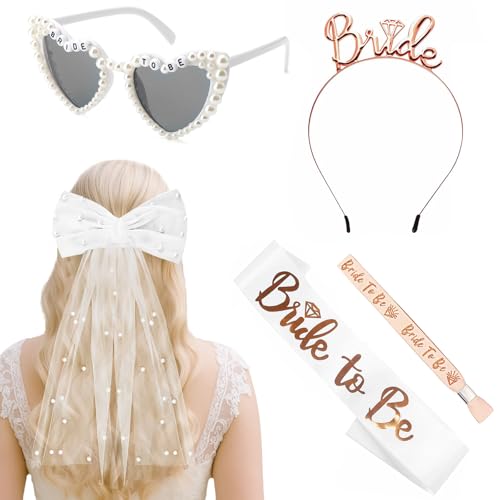 Saier tbo 5 Stück Junggesellinnenabschied Accessoires für Frauen, JGA Accessoires Set mit Brautschärpe Schleife Schleier Tiara Sonnenbrille Armband für Brautpartys Hochzeitstage Saier tbo 5 Stück Junggesellinnenabschied Accessoires für Frauen, JGA Accessoires Set mit Brautschärpe Schleife Schleier Tiara Sonnenbrille Armband für Brautpartys Hochzeitstage von Saier tbo