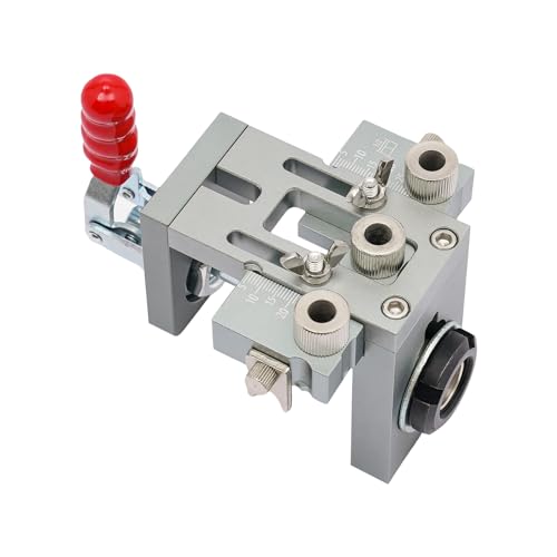 Bohrschablone 3 in 1 kompakt 13 * 8.8 * 8.9 cm Bohrschablone mit Schnellspanner & Laser Skala präzisions, Einstellbare Bohrführung Schieberegler-Hub 5-30mm Taschenloch-Bohrhilfe für Holzverbindungen von SailorMoon