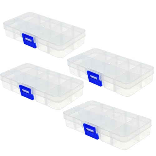 Saim Aufbewahrungsbox aus Kunststoff, 10 Fächer, transparente Komponenten, 13 x 6,6 cm, für Bastelzubehör, Schmuck, 4 Stück Saim Aufbewahrungsbox aus Kunststoff, 10 Fächer, transparente Komponenten, 13 x 6,6 cm, für Bastelzubehör, Schmuck, 4 Stück von Saim