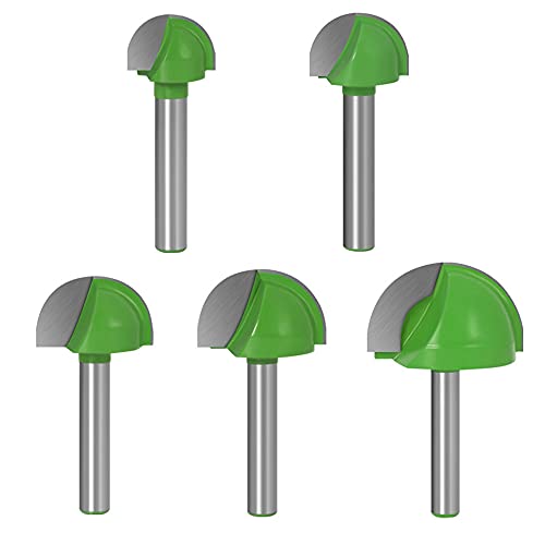 Saipor 5 Stücke Hohlkehlfräser Set 6 mm Schaft Fräser Rund Nase Cove Core Box Oberfräser Fräser Radiusfräser Kugelfräser Hartmetall Holzbearbeitung Fräser ( Ø16/18/22/25/32 mm) von Saipor