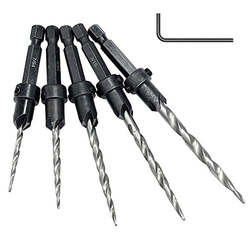 Saipor 5-teiliges Holz-Senkerbohrer-Set, Sechskant-Schaft, Schraubenbohrer, Zähler, Spüle, 1.2 cm, 3/16 cm, 7/32 Zoll, verstellbares Bohrwerkzeug-Set auf Pilotzähler, Senkloch für Holzbearbeitung Saipor 5-teiliges Holz-Senkerbohrer-Set, Sechskant-Schaft, Schraubenbohrer, Zähler, Spüle, 1.2 cm, 3/16 cm, 7/32 Zoll, verstellbares Bohrwerkzeug-Set auf Pilotzähler, Senkloch für Holzbearbeitung von Saipor