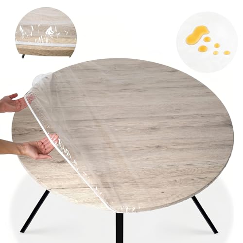 Durchsichtige Tischdecke 75 cm, Wetterfest Rund Wasserdicht Mit Gummizug - Gartentischdecke Transparent Outdoor von Saituo Home