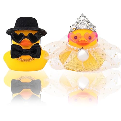 Saituo Home 2 Stück Quietscheente Ornamente Badeente Gazerock Gummiente Glücksbringer Hochzeitsgeschenke für Brautpaar Brautpaar Figuren Deko Hochzeitsgeschenk Hochzeit Hraut Und Bräutigam von Saituo Home