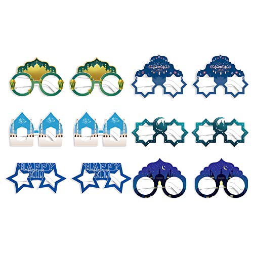 Saiyana Eid-Papierbrillen, Foto-Requisiten, islamische lustige Party-Dekorationen, Geschenk, Party-Brillen für Kinder und Erwachsene, lustige Papierbrillen, 6 Stück von Saiyana