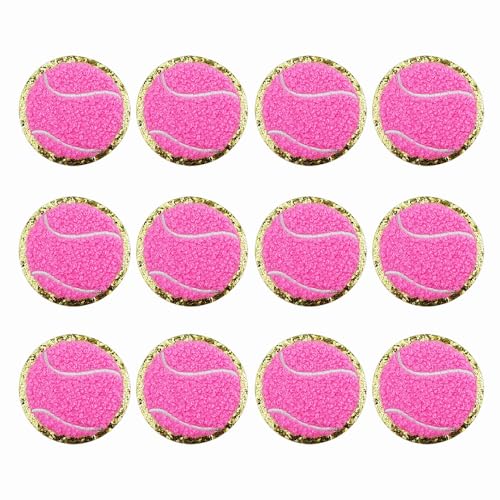 SaktopDeco 12 Stück rosa Tennisball-Aufnäher, goldene Kanten, Tennisball, zum Aufbügeln, Chenille-Flicken, Tennis-Applikation für Bastelarbeiten, Kleidung SaktopDeco 12 Stück rosa Tennisball-Aufnäher, goldene Kanten, Tennisball, zum Aufbügeln, Chenille-Flicken, Tennis-Applikation für Bastelarbeiten, Kleidung von SaktopDeco