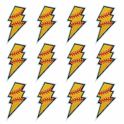SaktopDeco 12 x gelbe Blitz-Baseball-Aufnäher zum Aufbügeln, Sport-Stickerei-Applikation für Hüte, Taschen, Jacken SaktopDeco 12 x gelbe Blitz-Baseball-Aufnäher zum Aufbügeln, Sport-Stickerei-Applikation für Hüte, Taschen, Jacken von SaktopDeco