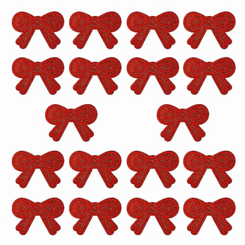 SaktopDeco 18 Stück rote Glitzer-Schleifen-Flicken mit Schleife, Stickerei, zum Aufbügeln, niedliche Applikation für Jeans, Hüte, Taschen, Kleidung SaktopDeco 18 Stück rote Glitzer-Schleifen-Flicken mit Schleife, Stickerei, zum Aufbügeln, niedliche Applikation für Jeans, Hüte, Taschen, Kleidung von SaktopDeco