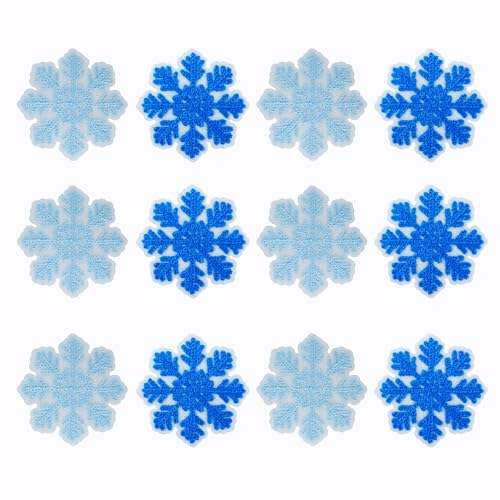 SaktopDeco Schneeflocken-Flicken zum Aufbügeln, Chenille, hellblau, 12 Stück SaktopDeco Schneeflocken-Flicken zum Aufbügeln, Chenille, hellblau, 12 Stück von SaktopDeco