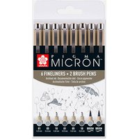 Sakura Pigma Micron Fineliner-Set farbsortiert 0,25 + 0,45 + 0,60 mm, 8 St. von Sakura