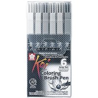 Pinselstift Koi Coloring Brush Set, 6 Farben von Grau