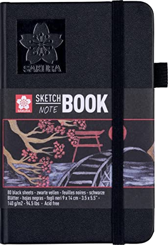 SAKURA Skizzenbuch/Notizbuch, 90 x 140 mm, schwarz von SAKURA