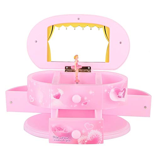 Spieluhr, Ballerina Schmuckschatulle, Ballerina Spieluhr Personalisierte Schmuck Aufbewahrungsbox Tanzen Geburtstagsgeschenk für kleine Mädchen für Mädchen (Pink) von Salaty