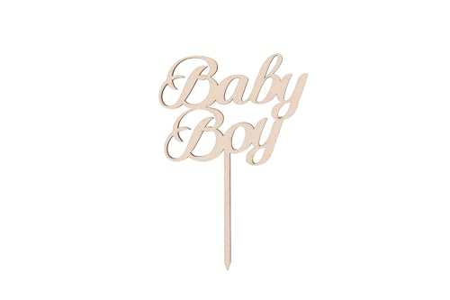 Sallys Cake Topper Sprüche nachhaltig aus echtem Holz, ökologisch abbaubar, zum Bemalen oder Einsprühen - Tortendeko Kuchendeko Cupcake Kuchen Torten Geburtstag Party (Baby Boy) von Sallys