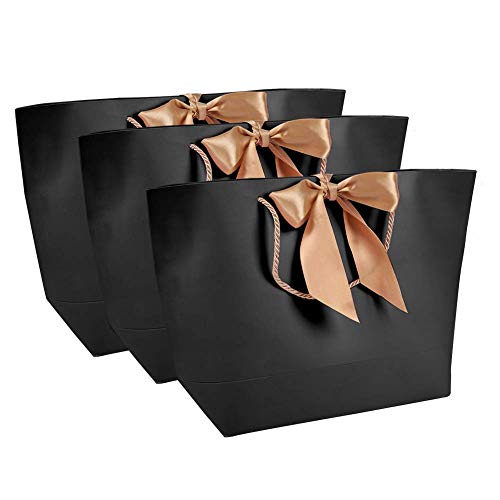 Salmue 10 Stück schwarze Papiertüten, hochwertig, einfache Papiertüten, dekorative Geschenktüten, Papiertüten, Geschenktüten, Kleidung, Kosmetik, verwendet für die Verpackung (4#) von Salmue