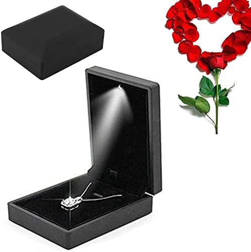 Salmue Schmuck-Geschenkbox mit LED-Licht, Halskette, Armband, Ringe, Anhänger, Aufbewahrungsetui für Vorschläge, Hochzeit, Verlobung, Valentinstag, Geburtstag, Anhänger (Anhänger) von Salmue