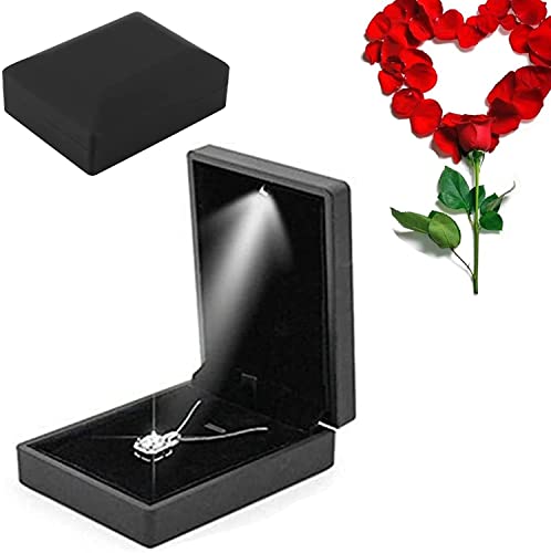 Salmue Schmuck-Geschenkbox mit LED-Licht, Halskette, Armband, Ringe, Anhänger, Aufbewahrungsetui für Vorschläge, Hochzeit, Verlobung, Valentinstag, Geburtstag, Anhänger von Salmue