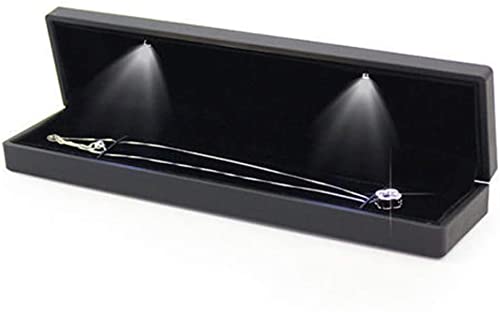 Salmue Schmuckbox mit LED-Licht, Halskette, Armband, Ringe, Anhänger, Aufbewahrungsetui für Hochzeitsvorschlag, Verlobung, Valentinstag, Geburtstag, Anhänger (Halskette) von Salmue