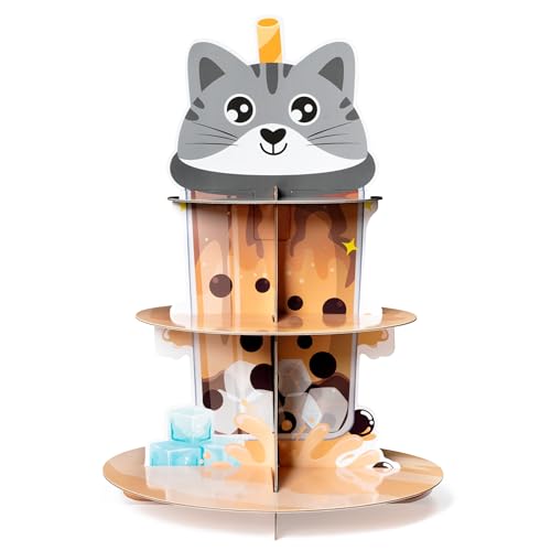 Salovio Cupcake-Ständer mit 3 Ebenen, Bubble Tea, Party, Dessert-Halter, Cupcake-Ständer, Blasentee, Cupcake-Halter, Dekoration, Bubble Tea, Cupcake-Display, Partyzubehör für Kinder von Salovio