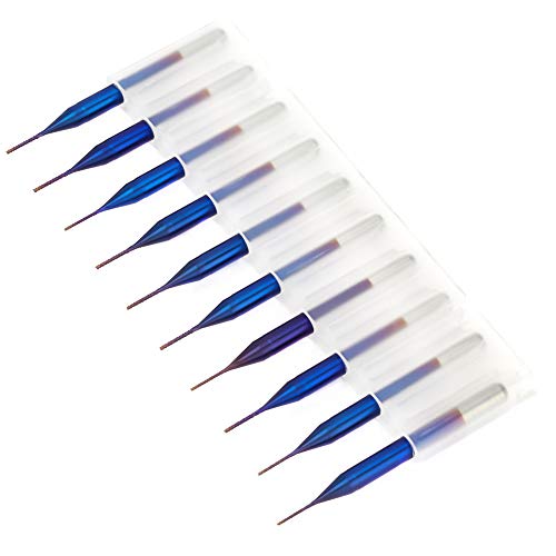 Präzise Kegelfräsen Cutter 10pcs - Blau Beschichtete Wolfram -Carbid -Endmühle für PCB -Gravurmaschinen (0,5 mm) (0,6 mm) von Saluaqui
