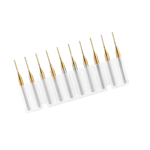Präzisions -Titan -beschichtete Wolfram Carbid Endmühle Gravurbits 10pcs Set für Fräsenschneideraufgaben, 3,175 Mm Durchmesser X 1 Mm Schneidekante, Geeignet für die PCB Gravur Ein von Saluaqui