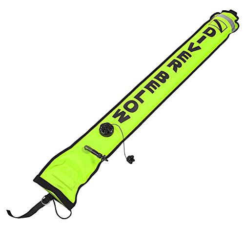 Saluaqui 6ft Hohe Sichtbarkeit Aufblasbare Tauch -SMB -Oberflächensignal Marker Boje mit Reflektierenden Streifen Rot, Schnell Aufblasen Tauchzubehör mit TPU Ventil und Edelstahl D. von Saluaqui