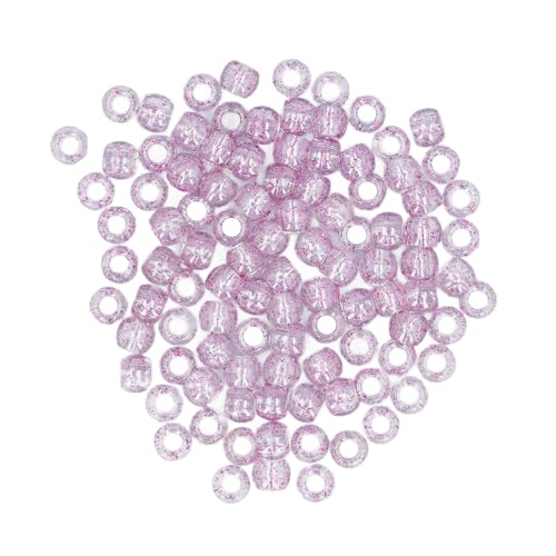 Saluaqui Acrylhaarperlen für Zöpfe und Bärte - 200pcs 12mm Transparent Große Loch Losen Perlen mit Haarfrader für Vielseitiges Styling (Rosenrot) von Saluaqui