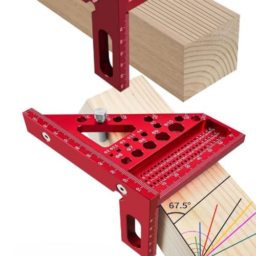 Saluaqui Aluminiumlegierung Multi-Winkel-Messherrscher mit Metrischen Skalen für Holzbearbeitung -Mitre-Dreieck-Reler- und Schrottmessgeräte für und Schreinergebrauch (Rot) von Saluaqui