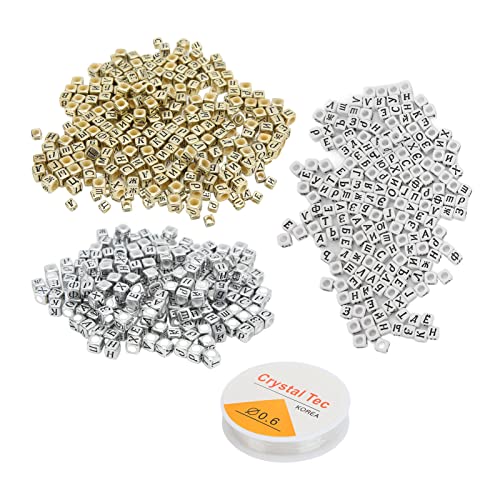 Saluaqui Easy Faden -Buchstaben Perlen - 600pcs Russische Alphabethandwerksperlen für Schmuckherstellung Beinhaltet Weiße, Goldene, Silberne Perlen mit Fischdraht für Armbänder und Schlüsselanhänger Saluaqui Easy Faden -Buchstaben Perlen - 600pcs Russische Alphabethandwerksperlen für Schmuckherstellung Beinhaltet Weiße, Goldene, Silberne Perlen mit Fischdraht für Armbänder und Schlüsselanhänger von Saluaqui