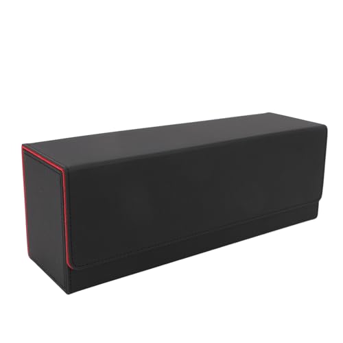 Saluaqui Mehrzweck -PU -Lederkarten Aufbewahrungsbox mit Magnetverschluss Hülle mit Großer Kapazitätsdeck für Mehr Als 400 Spiele und Handelskarten in Schwarz (Schwarz Rot) von Saluaqui