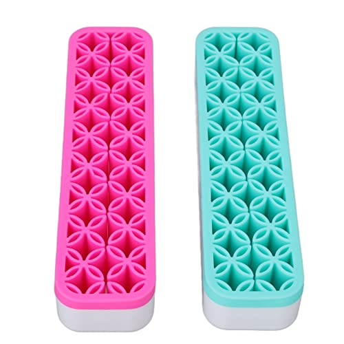 Saluaqui Multi-Loch-Make-up-Pinselhalter | Waschbarer- und Abnehmbarer Bürstenspeicherständer | ABS TPR Material | 2pcs in Green & Pink für den Desktop Verwendet von Saluaqui