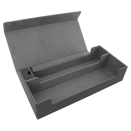 Saluaqui Premium -Kartenspeicherbox mit Magnetverschluss und Schubladen - Hält über 550 Spielkarten Graue PU Lederkartendecks für Handel und Visitenkarten (Grey) von Saluaqui
