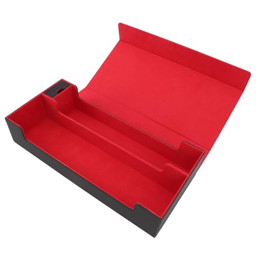 Saluaqui Premium -Kartenspeicherbox mit Magnetverschluss und Schubladen - Hält über 550 Spielkarten Graue PU Lederkartendecks für Handel und Visitenkarten (Schwarz Rot) von Saluaqui