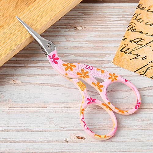 Saluaqui Retro Crane Schneiderschere - Kleines Blaues Blumenporzellandesign für Effizientes Stoffschnitt, Stick- und Nähzubehör (Blumenporzellanfarbe (kleines Rosa)) von Saluaqui
