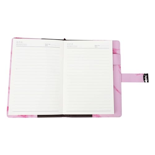Saluaqui Sicheres A5 -Notizbuch mit Passwortschloss - PU Lederabdeckung Tagebuch für Büro und Schule Rosa Notizblock mit Stifthalter und Cremefarbenem Papier (Pink-Marble-Codebuch) von Saluaqui