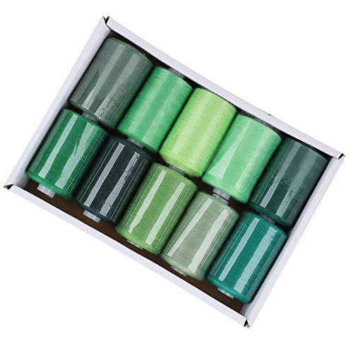Saluaqui Umfassende 10 Rolls Nähfaden für Heim- und Reisengebrauch - 300 Yards Pagodenfäden, 4 Farboptionen: Blau, Lila, Rot, Grün Ideal für DIY Handwerk und Kleidung (GREEN) von Saluaqui