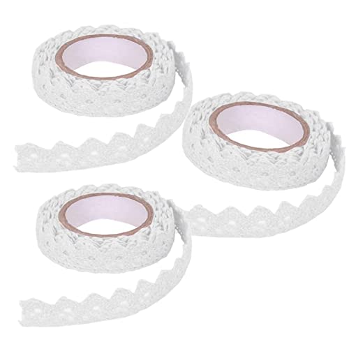 3 Stück weißes Spitzenband für das Handwerk, Selbstklebende Vintage -Baumwollbandrolle für Scrapbooking Geschenkverpackung, Spitzenverkleidungsband für Hochzeits Weihnachtsdekoration 3 Stück weißes Spitzenband für das Handwerk, Selbstklebende Vintage -Baumwollbandrolle für Scrapbooking Geschenkverpackung, Spitzenverkleidungsband für Hochzeits Weihnachtsdekoration von SamHeng