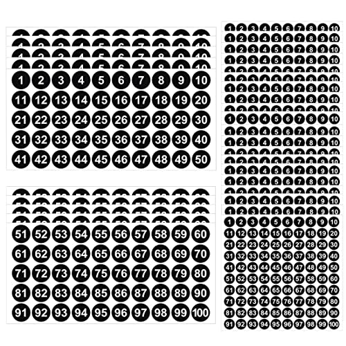 SamHeng 30 Blätter Schwarz Nummer Aufkleber, 2 Größe 1-100 Wasserdicht Vinyl Aufkleber, 2500 Stück Selbstklebender Zahlen Etiketten für Flaschen Markieren Sortieren Organisieren Inventar Stickers von SamHeng