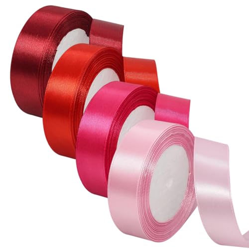 SamHeng 4 Rollen Satinband, Feste Farbe 2cm x 22m Geschenk Verpackung Dekorative Bänder Stoffbänder, DIY Bastelbänder Satinbänder Geschenkband für Blumensträuße Hochzeit Party Dekoration (Rot & Pink) SamHeng 4 Rollen Satinband, Feste Farbe 2cm x 22m Geschenk Verpackung Dekorative Bänder Stoffbänder, DIY Bastelbänder Satinbänder Geschenkband für Blumensträuße Hochzeit Party Dekoration (Rot & Pink) von SamHeng