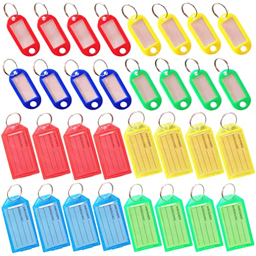 SamHeng 40 Stück Kunststoff Schlüsselanhänger mit Spaltring, 2 Stil Schlüsselschilder ID Tags Namensschilder mit Etikettfenster, Schlüsselring Etiketten Tags Schlüssel Tags zum Büro Gepäck von SamHeng