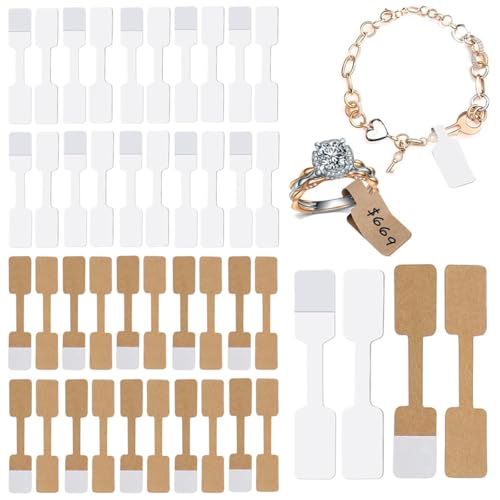 SamHeng 400 Stück Schmuck Preisschilder Aufkleber Papier Preisetiketten Selbstklebend Rechteck Preisauszeichner Etiketten für Ohrringe Halskette Armband Ringe Anhänger (2 Farben) von SamHeng