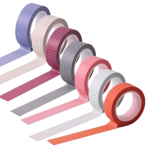 SamHeng 7 Rollen Washi Tape, 15mm Breit Netzmuster Masking Tape Washi Klebeband Papierbänder, 10m Dekorative Abdeckband für DIY Basteln Geschenk Verpackung Planer Scrapbooking Journals SamHeng 7 Rollen Washi Tape, 15mm Breit Netzmuster Masking Tape Washi Klebeband Papierbänder, 10m Dekorative Abdeckband für DIY Basteln Geschenk Verpackung Planer Scrapbooking Journals von SamHeng