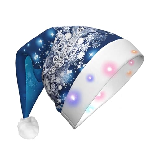 Blauer LED-Weihnachtshut für Erwachsene – Klassischer Weihnachtsmann Neujahr – Partyhüte – Kopfbedeckungen von SamLng