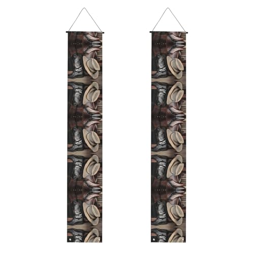 Cowboy-Banner mit schwarzem Hut, Westernstiefel, Abschluss, Veranda, vielseitig einsetzbar, perfekt für Haustür, Wand, Terrasse und mehr Cowboy-Banner mit schwarzem Hut, Westernstiefel, Abschluss, Veranda, vielseitig einsetzbar, perfekt für Haustür, Wand, Terrasse und mehr von SamLng