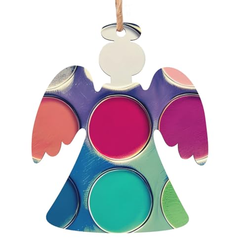 Engelförmige Weihnachts-Holzornamente, runde Farbpalette, hängende Dekorationen für Weihnachtsbaum-Party, ideal für Zuhause, Wände, Türen, Fenster Engelförmige Weihnachts-Holzornamente, runde Farbpalette, hängende Dekorationen für Weihnachtsbaum-Party, ideal für Zuhause, Wände, Türen, Fenster von SamLng