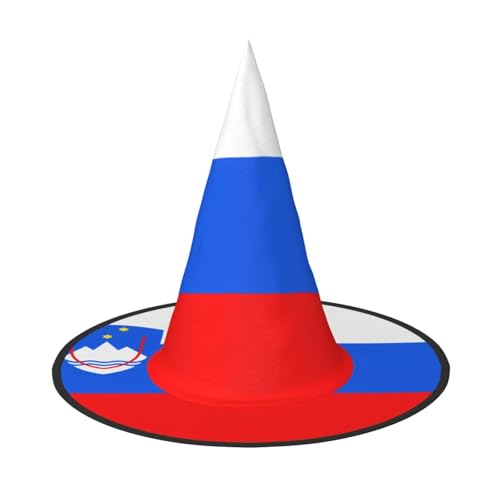 Flagge Sloweniens Halloween Hexenhut für Erwachsene Partyhut Maskerade Karneval Cosplay Spitze Horn Dekoration Kappe von SamLng