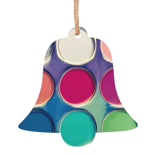 Glockenförmige Weihnachts-Holzornamente, runde Farbpalette, hängende Dekorationen für Weihnachtsbaum-Party, ideal für Zuhause, Wände, Türen, Fenster von SamLng