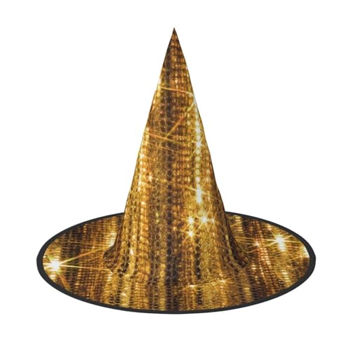 Gold Pailletten Sparkle Halloween Hexenhut für Erwachsene Party Hut für Maskerade Karneval Cosplay Spitze Horn Dekoration Cap von SamLng