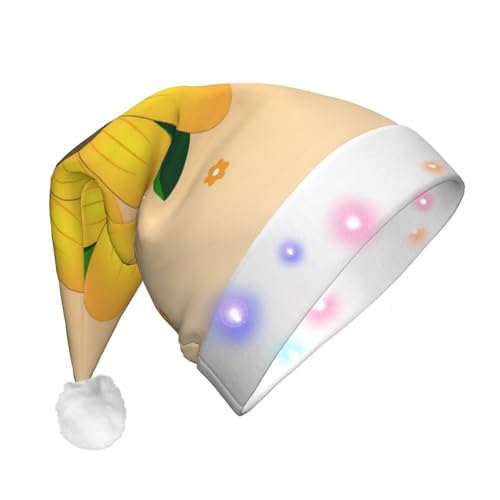 Goldener LED-Weihnachtshut für Erwachsene, Sonnenblume, klassische Weihnachtsmannmütze, Neujahr – Kopfbedeckung Goldener LED-Weihnachtshut für Erwachsene, Sonnenblume, klassische Weihnachtsmannmütze, Neujahr – Kopfbedeckung von SamLng